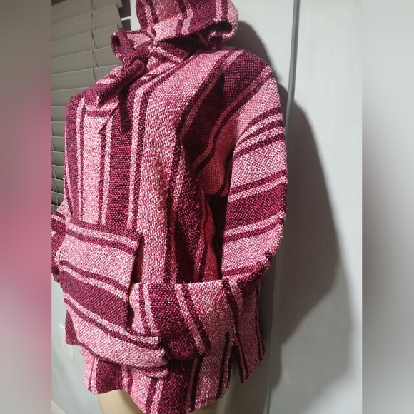 Pink and Burgundy Striped Hoodie - Picture 2 of 6